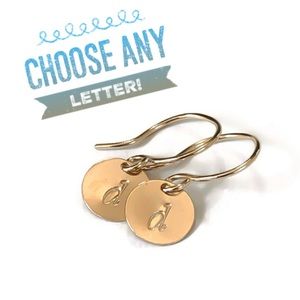 14K Gold Filled ANY Initial Engraved Earrings